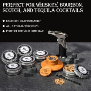 Back Barrel Smoked Cocktail Kit - Premium Whiskey Smoker Kit with Smoker, Smoking Torch, Natural Wood Chips, Whiskey Stones, Recipe eBook - Bourbon Smoker Kit, Smoked Old Fashioned Kit (No Butane)