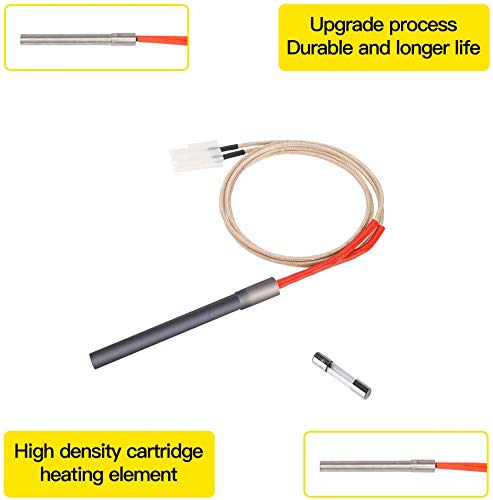 cicee Auger Motor,Grill Induction Fan Kit, Fire Burn Pot and Hot Rod Ignitor,Replacement Parts with Screws and Fuse for Pit Boss and Traeger Wood Pellet Grill, Ignitor Kit Fits