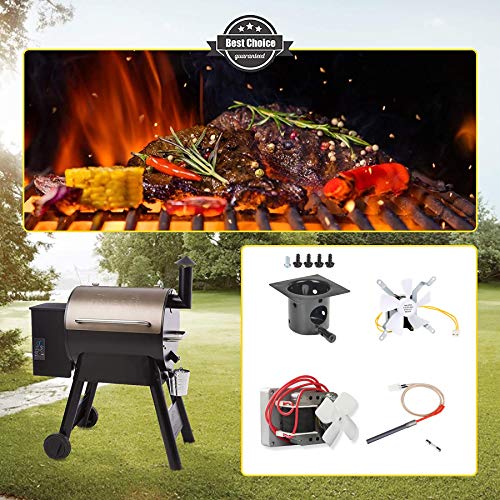 cicee Auger Motor,Grill Induction Fan Kit, Fire Burn Pot and Hot Rod Ignitor,Replacement Parts with Screws and Fuse for Pit Boss and Traeger Wood Pellet Grill, Ignitor Kit Fits