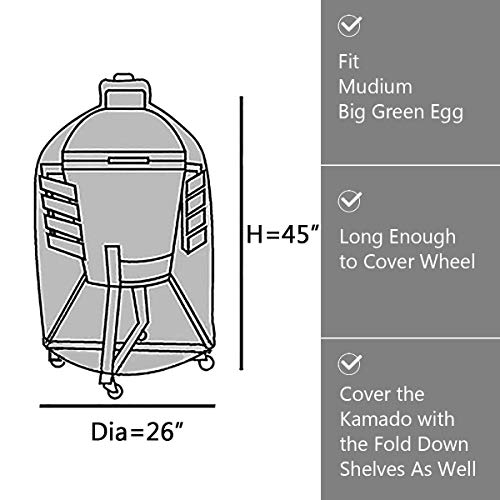 Grill Cover to Fit Medium Big Green Egg Medium Ventilated Black Big Green Egg Grills in Nests -Premium Products Brand - Waterproof - 2 Year no BS Warranty!