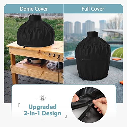 SHINESTAR Upgraded Grill Cover for Kamado Joe Classic, Char-Griller Akorn, Large Big Green Egg, 2-in-1 Ceramic Charcoal Grill Cover, Heavy Duty & Waterproof