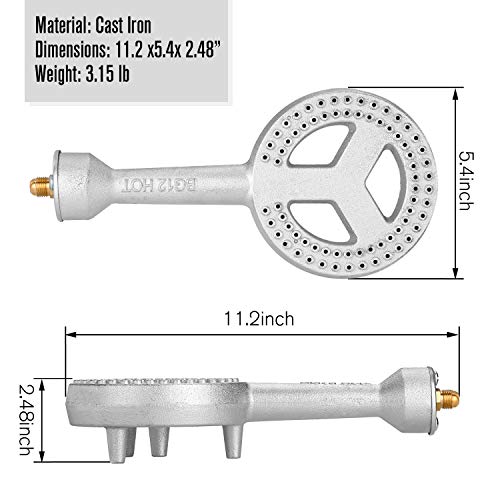 WADEO High Pressure Cast-Iron Round Propane Burner Head with 4FT 20 PSI Adjustable High Pressure Propane Regulator with Hose and Brass Fitting