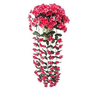 oceanmapsa artificial chlorophytum bouquet anti-irradiation artificial garden plant fence, hanging for wedding party garden outdoor greenery office wall decoration (rose red)