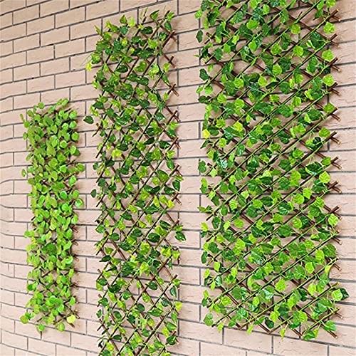 Vieoinas Expandable Faux Privacy Fence Screen, Artificial Garden Plant Fence UV Protected, Artificial Leaf Faux Ivy Expandable for Outdoor Indoor Use Garden Fence Backyard Home Decor (B)