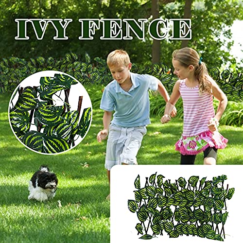 Vieoinas Expandable Faux Privacy Fence Screen, Artificial Garden Plant Fence UV Protected, Artificial Leaf Faux Ivy Expandable for Outdoor Indoor Use Garden Fence Backyard Home Decor (B)