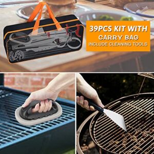 Griddle Accessories Kit, 39 Pcs Flat Top Grill Accessories for Blackstone and Camp Chef, Professional Grill BBQ Spatula Set with Basting Cover, Scraper, Thermometer, Egg Ring, Gifts for Men