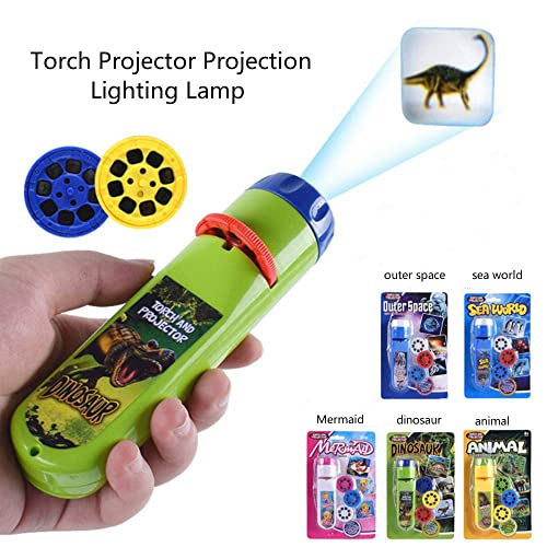 Mazu Homee Torch Projector Slides Projector Torch Projection Light Torches lamp Flashlight Educational Learning Bedtime Night Light Study Learning Fun Toys for Baby Toddlers (Animal)