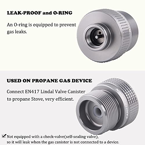 Campingmoon Camping Propane Stove Adapter, Input: En417 Lindal Valve Canister, Output: Propane Gas Stove, Camping Propane Gas Canister to 1lbs Propane Tanks/MAPP Tanks Converter. Z20