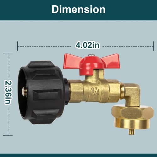 GASPRO Upgraded Propane Refill Adapter with Valve, Fill 1 lb Bottles from 20 lb Tank, 90-Degree Elbow Design, Easy to Use, Solid Brass