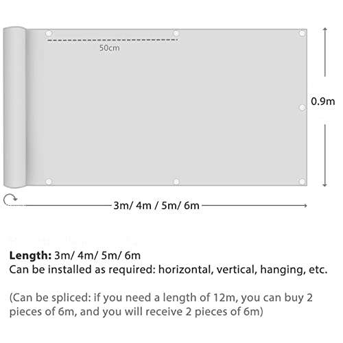 OKOTAR Privacy Fence Screen Balcony Cover Windscreen Cover Fabric Shield UV-Resistant Visibility Reduction Garden with Cable Ties 90% Blockage (Available for Custom Sizes),0.75 * 5m