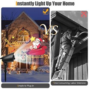 Safstar Christmas Projector Light, Outdoor Waterproof Decorative LED Lighting with Santa and Elk Pattern, Holiday Project Light for Party Xmas Decoration