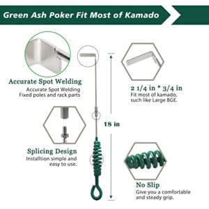 KAMaster Big Green Egg Ash Tool Set Accessories,Ash Pan+Ash Rake+Grill Grate Lifter Big Green Egg Parts,Kamado Grill Cleaning Tools for Big Green Egg,Kamado Grill Joe,Primo and Other Charcoal Grill