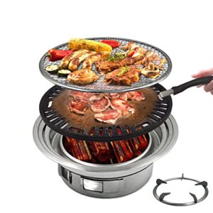 korean bbq grill，portable charcoal grill stainless steel non-stick easy to clean multi-function charcoal stove for outdoor camping bbq grill