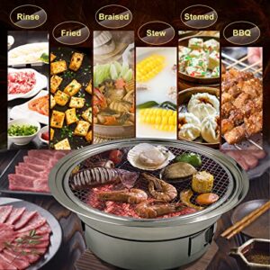 Korean BBQ Grill，Portable Charcoal Grill Stainless Steel Non-stick Easy to Clean Multi-function Charcoal Stove for Outdoor Camping BBQ Grill