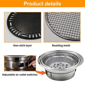 Korean BBQ Grill，Portable Charcoal Grill Stainless Steel Non-stick Easy to Clean Multi-function Charcoal Stove for Outdoor Camping BBQ Grill