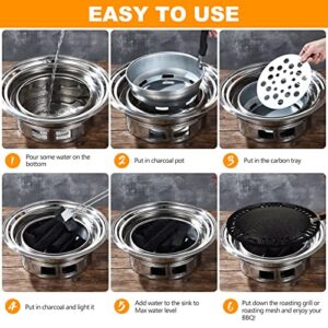 Korean BBQ Grill，Portable Charcoal Grill Stainless Steel Non-stick Easy to Clean Multi-function Charcoal Stove for Outdoor Camping BBQ Grill