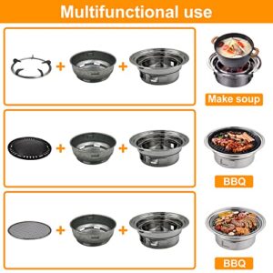 Korean BBQ Grill，Portable Charcoal Grill Stainless Steel Non-stick Easy to Clean Multi-function Charcoal Stove for Outdoor Camping BBQ Grill