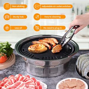 Korean BBQ Grill，Portable Charcoal Grill Stainless Steel Non-stick Easy to Clean Multi-function Charcoal Stove for Outdoor Camping BBQ Grill