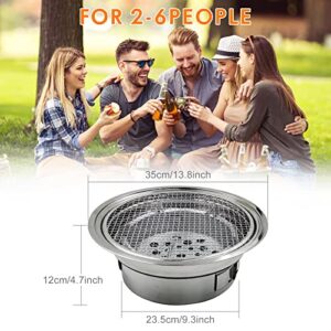 Korean BBQ Grill，Portable Charcoal Grill Stainless Steel Non-stick Easy to Clean Multi-function Charcoal Stove for Outdoor Camping BBQ Grill