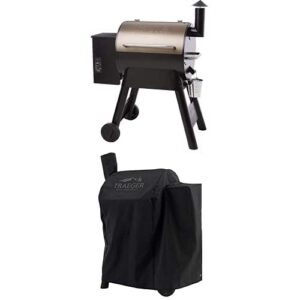 traeger grills pro series 22 electric wood pellet grill and smoker, bronze & full-length grill cover – pro 575/ pro 22