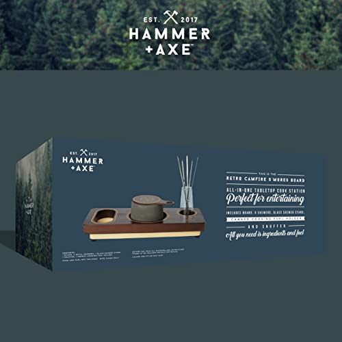 Hammer + Axe Campfire S’Mores Board, The Set Includes Board, Skewer Stand, 5 Skewers, Snuffer and Fuel Holder, 9-Piece