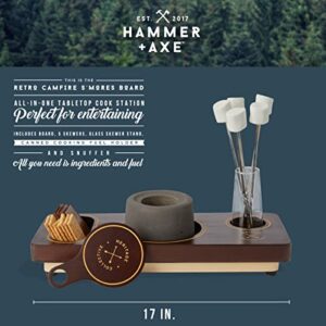 Hammer + Axe Campfire S’Mores Board, The Set Includes Board, Skewer Stand, 5 Skewers, Snuffer and Fuel Holder, 9-Piece