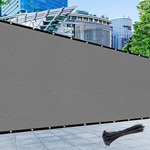 KAMEA KENNA Custom Size 8' x 1' Gray Fence Privacy Screen with Zip Tie Out Door Commercial Grade