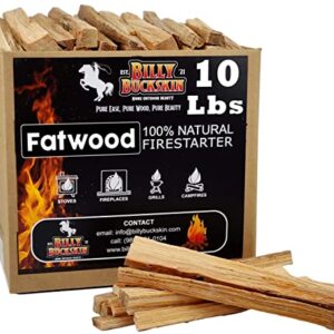 Billy Buckskin Co. 10 lb. Fatwood Fire Starter Sticks | Easy & Safe Fire Starter | Start a Fire with just 2 Sticks | Rich Lighter Pine Works in Any Weather Conditions | 10 lb. Box