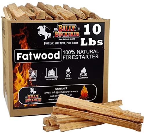 Billy Buckskin Co. 10 lb. Fatwood Fire Starter Sticks | Easy & Safe Fire Starter | Start a Fire with just 2 Sticks | Rich Lighter Pine Works in Any Weather Conditions | 10 lb. Box