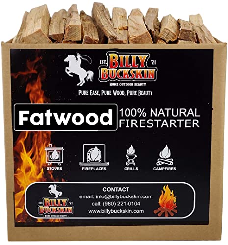 Billy Buckskin Co. 10 lb. Fatwood Fire Starter Sticks | Easy & Safe Fire Starter | Start a Fire with just 2 Sticks | Rich Lighter Pine Works in Any Weather Conditions | 10 lb. Box