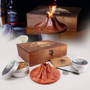 gifts for dad fathers day,cocktail smoker kit, old fashioned drink smoker, volcano cocktail smoker kit in wooden box, gift for father – (rosewood)
