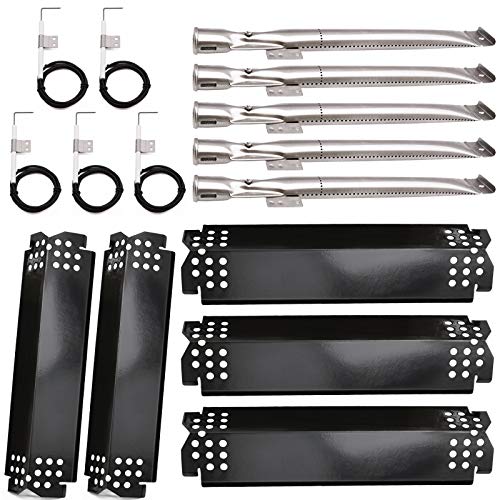 Metal Club Grill Parts Kit for Nexgrill 720-0888 720-0888N 720-0830H Gas Grills, 5-Pack Flame Tamers Heat Plates Shields & Grill Igniters & Stainless Steel Pipe Burners Replacement