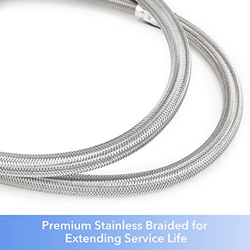 Stanbroil Horizontal Two Stage Propane Regulator - 20" RV Propane Pigtail Stainless Steel Braided Hose with Gauge