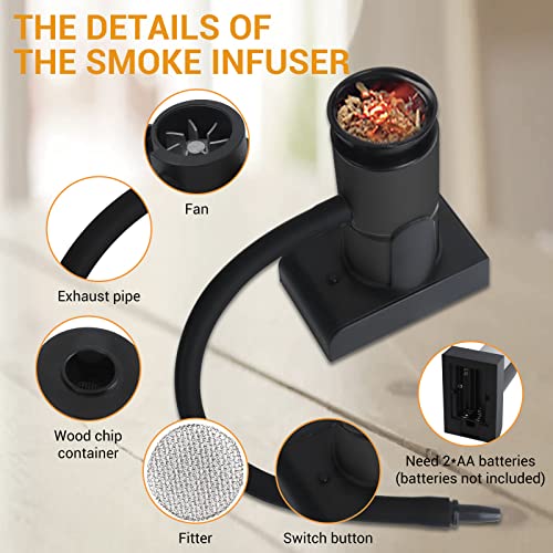 Portable Smoking Gun Wood Smoke infuser Kit, Handheld Cocktail Smoker, Kitchen Food Smoker for Meat Drinks Cheese BBQ Pizza Salmon Sous Vide, Wood Chips Included