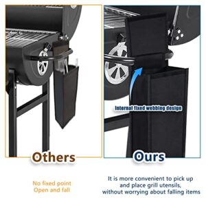 2 PCS Grill Utensil Accessory Storage Bag Black Oxford Cloth Waterproof BBQ Tool Storage Bags Foldable Grill Utensil Holder Pouch for Camping Hiking Barbecue, Easy to Store & Take Out Grill Tools