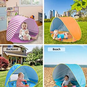 Bycc Bynn Baby Beach Tent, Pop Up Portable Beach Canopy, UV Protection Sun Shelter with Pool for Infant (Stripe-Pink)