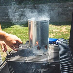 KINGSFORD Heavy Duty Deluxe Charcoal Chimney Starter | BBQ Chimney Starter for Charcoal Grill and Barbecues, Compact Easy to Use Chimney Starters and BBQ Grill Tools, Silver