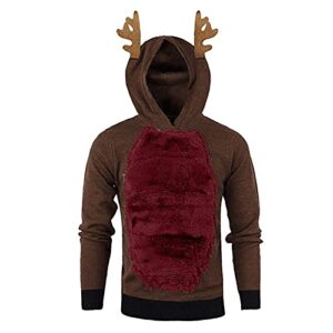 raillery christmas hoodie for men 3d xmas reindeer fleece hooded pullover autumn winter hooded sweatshirt holiday sweatshirts