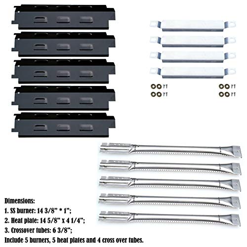 Direct Store Parts Kit DG258 (5-Pack) Repair Kit Replacement for Charbroil 6 Burner Gas Grill Stainless Steel Burners, Crossover Tubes & Porcelain Steel Heat Plates