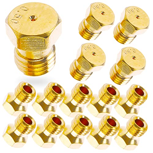 MEANHDAG Grill LP Gas Conversion Kit for Weber, Brass Jet Nozzle for Propane LPG, DIY Burner Replacement Part Orifice Can Drill Out, 10 PCS, Orifice Hole Size 0.5mm, M6x0.75mm