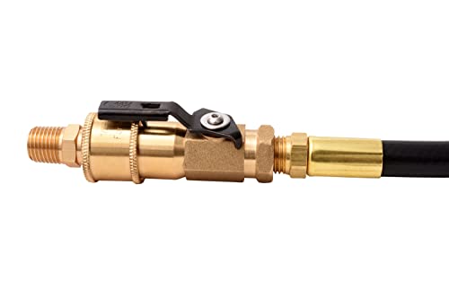 Flame King 1/4" RV Propane Quick Connect Adapter for Propane Hose, Propane or Natural Gas 1/4" Quick Connect or Disconnect Kit - Shutoff Valve & Full Flow Plug - 100% Solid Brass