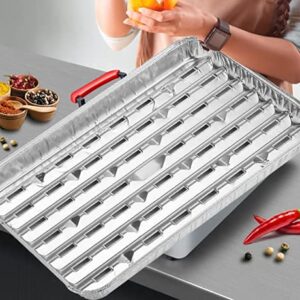 MILANGE Disposable Aluminum Grill Liner Topper with Holes 20 Pack Aluminum Foil Grill Pans (13.40 Inch) BBQ Grilling Tray Broiler Pans with Ribbed Bottom Surface