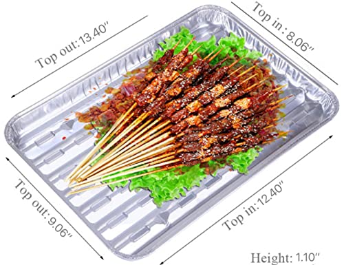 MILANGE Disposable Aluminum Grill Liner Topper with Holes 20 Pack Aluminum Foil Grill Pans (13.40 Inch) BBQ Grilling Tray Broiler Pans with Ribbed Bottom Surface