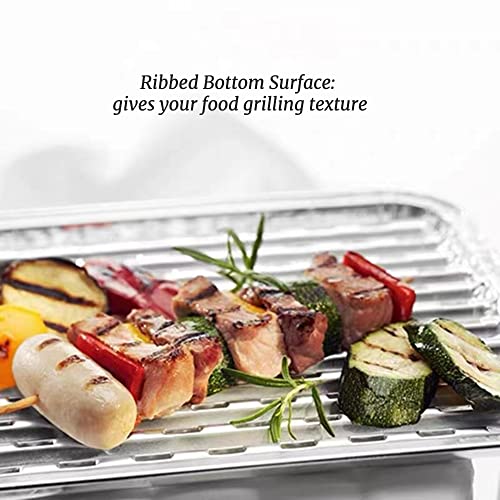 MILANGE Disposable Aluminum Grill Liner Topper with Holes 20 Pack Aluminum Foil Grill Pans (13.40 Inch) BBQ Grilling Tray Broiler Pans with Ribbed Bottom Surface