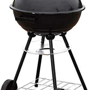 BBQ Kettle Charcoal Grill Outdoor Portable Grill Backyard Cooking Stainless Steel for Standing & Grilling Steaks, Burgers, Backyard Pitmaster & Tailgating (18" Black)