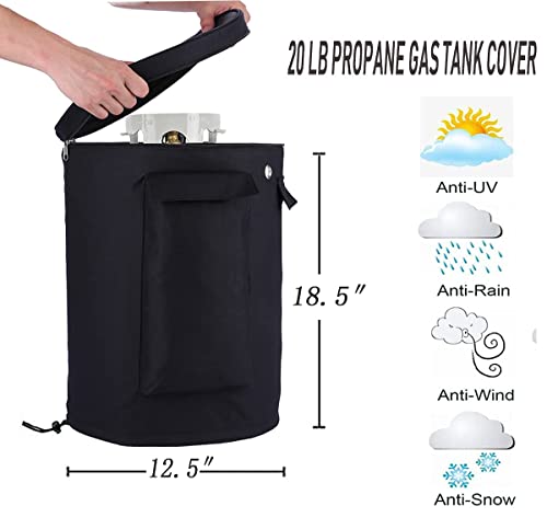 SIRUITON 600D Heavy Duty Propane Tank Cover Fits Standard 20 lb Tank Cylinder, Upgrade Stable Tabletop Feature，UV and Weather Resistant ,Ventilated with Storage Pocket