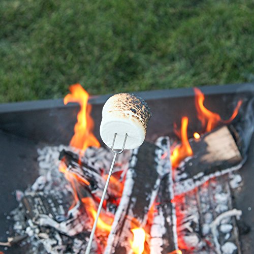 MalloMe Marshmallow Roasting Sticks - Smores Skewers for Fire Pit Kit - Hot Dog Camping Accessories Campfire Marshmellow 32 Inch Long Fork - 5 Pack