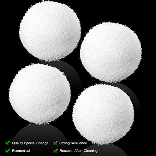 Patelai 4 Pieces Scum Eliminating Ball, Reusable Swimming Pool Filter Sponge Ball, Washable Oil Absorbing Sponge Ball for Swimming Pools, Bathtubs, Spas Cleaning