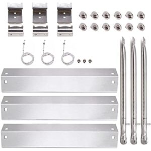 hiorucet grill replacement parts for chargriller 5050 3001 5650 3072 5072 3030 3008 5252 3000 4000 4208 grill models. stainless steel grill heat plate shields, burner tubes, hanger brackets, ignitor.