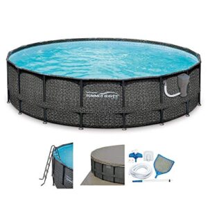 summer waves elite p4a01848b 18ft x 48in above ground frame outdoor swimming pool set w/pump, pool cover, ladder, ground cloth, & maintenance kit